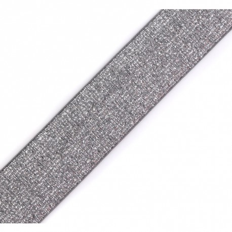 Elastique lurex gris-argent - 27mm