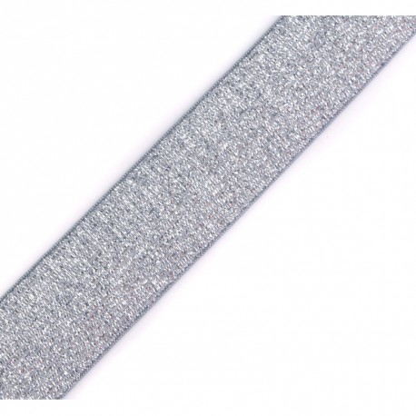 Elastique lurex gris-argent - 27mm