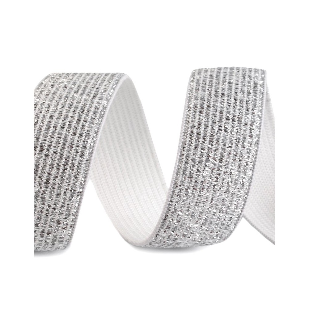 Elastic silver-white lurex - 20mm