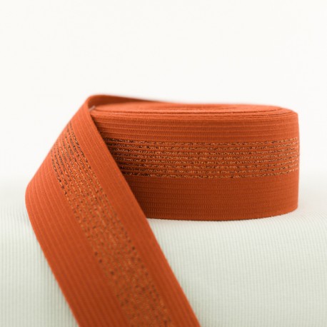 Ceinture élastique - Rouille lignes cuivre - 5cm