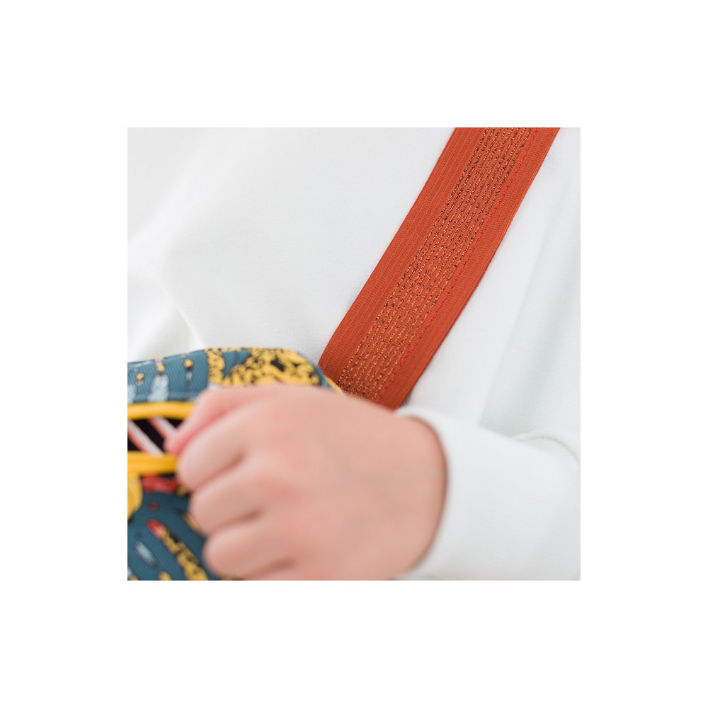 Elastic waistband - Rust with Copper Lines - 5cm