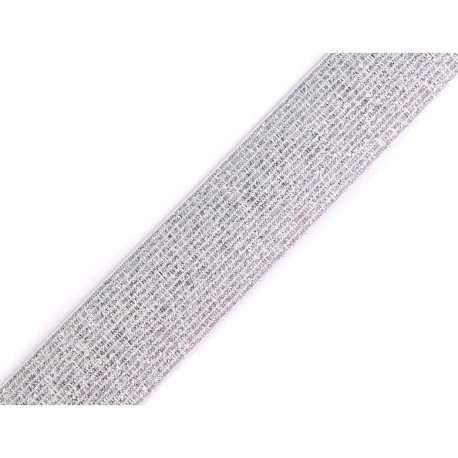 Elastique lurex blanc-argent - 30mm