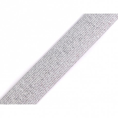 Elastische Silber-weiss Lurex - 30mm