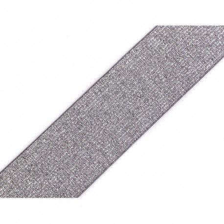 Elastische Silber-grau Lurex - 40mm