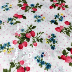 Cosmo - Printed embroidery pink flowers
