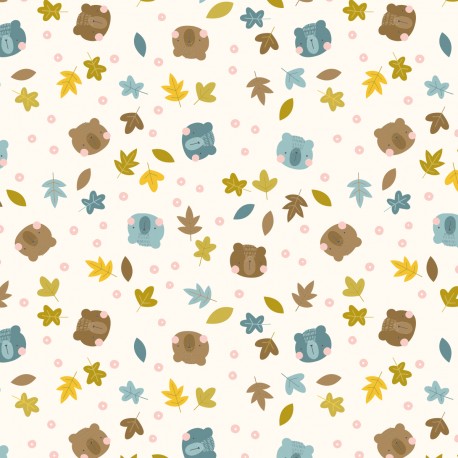 French terry Bears and leaves