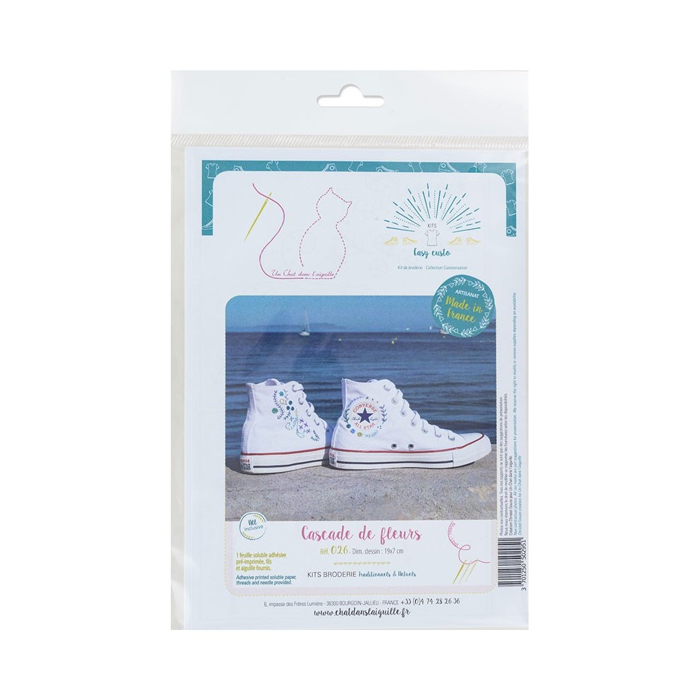 Un chat dans l'aiguille -  Water soluble kit Cascade de fleurs